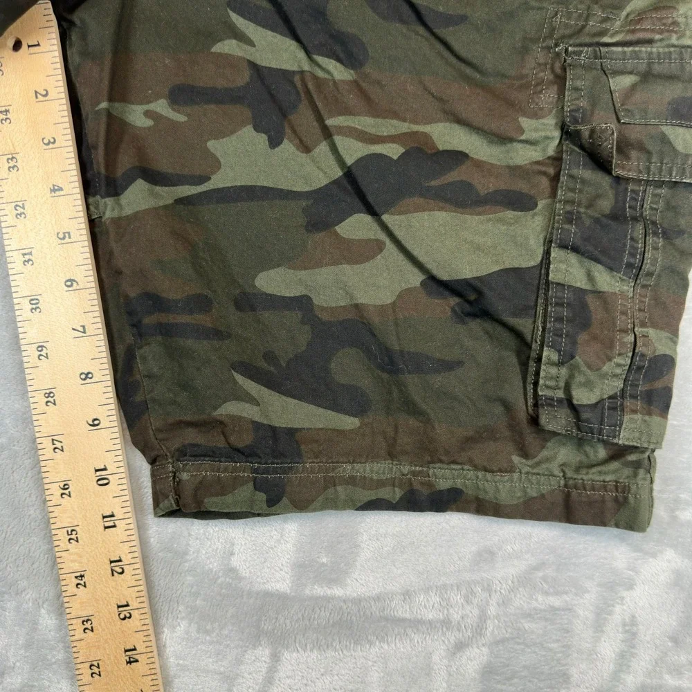 Raw X Cargo Shorts Mens 40 Green Camo Woodland Multi Pocket Cotton Casual